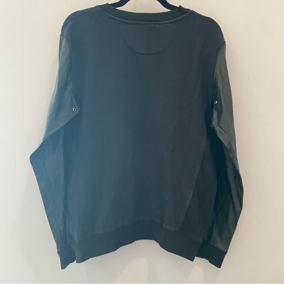 ENTREE LS Men’s Mixed Media Sweatshirt Black Faux Leather Pullover Small - Picture 3 of 5